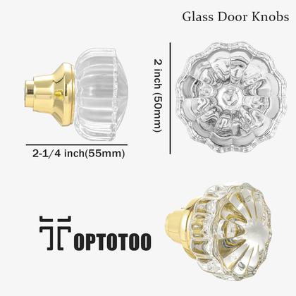 Imagem de Maçanetas de vidro TopToToToo Interior Vintage Crystal Brass