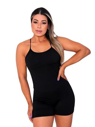 Imagem de Macaquinho Academia Fitness Alcinha Com Bojo Removivel Preto