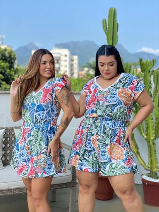 Imagem de Macaquinho Balonê Azulejinhos