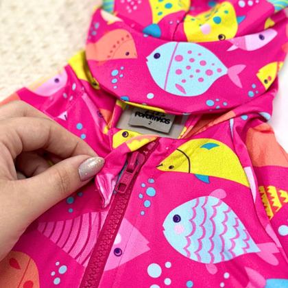 Imagem de Macaquinho Bebê Praia Com Capuz E Zíper Proteção Uv M/longa