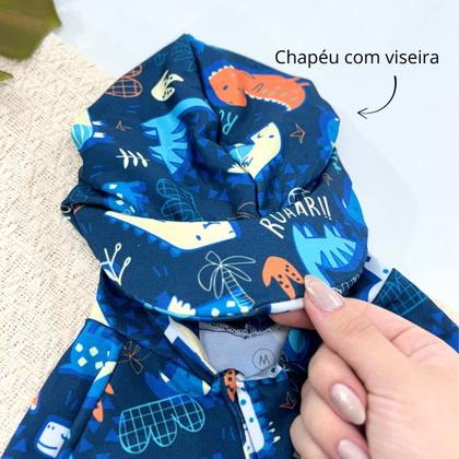 Imagem de Macaquinho Bebê Praia Com Capuz E Zíper Proteção Uv M/longa