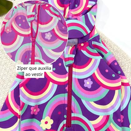 Imagem de Macaquinho Bebê Praia Com Capuz E Zíper Proteção Uv M/longa