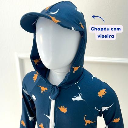 Imagem de Macaquinho Bebê Praia Com Capuz E Zíper Proteção Uv M/longa