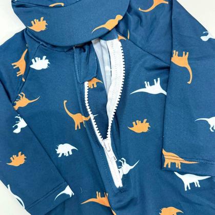 Imagem de Macaquinho Bebê Praia Com Capuz E Zíper Proteção Uv M/longa