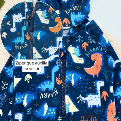 Imagem de Macaquinho Bebê Praia Com Capuz E Zíper Proteção Uv M/longa