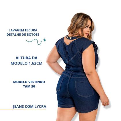 Imagem de Macaquinho curto feminino jeans com lycra plus size