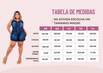 Imagem de Macaquinho curto jeans plus  size com botôes lateral