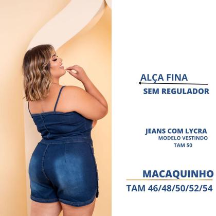 Imagem de Macaquinho curto jeans plus  size com botôes lateral