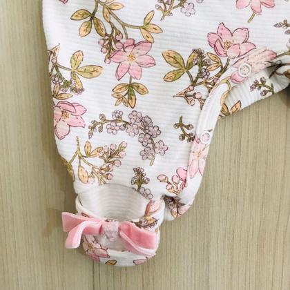 Imagem de Macaquinho Feminino Infantil Manga Longa Florido Ursinho Upi Uli 0909