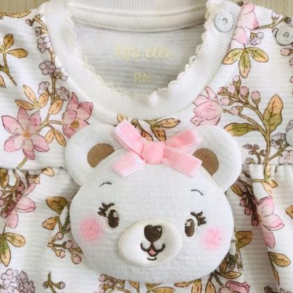 Imagem de Macaquinho Feminino Infantil Manga Longa Florido Ursinho Upi Uli 0909