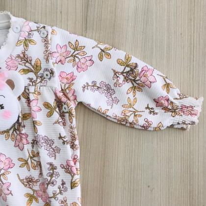 Imagem de Macaquinho Feminino Infantil Manga Longa Florido Ursinho Upi Uli 0909