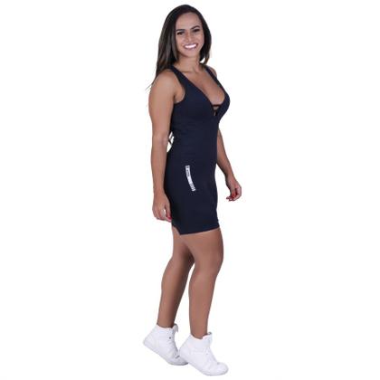 Imagem de Macaquinho Fitness Feminino Curto Costa Cavada Suplex Bojo Orbis - PRETO