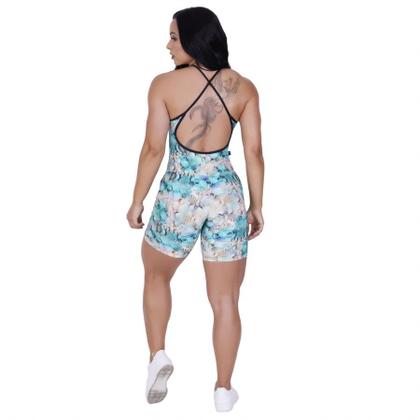 Imagem de Macaquinho Fitness Feminino Meia Coxa Bolso Costa Cavada Bojo UV50+ Orbis