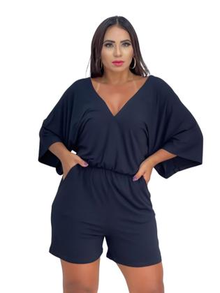 Imagem de Macaquinho Flare Feminino Plus Size Shortinho Viscolycra Malha Tam Único do GG ao G3