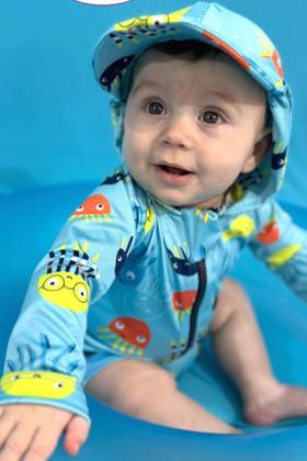 Imagem de Macaquinho Fofotinhos com Chapéu Embutido Proteção UV (M/G)