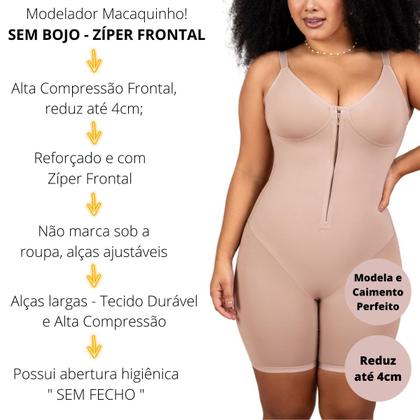 Imagem de Macaquinho Modelador Sem Bojo C/Ziper Alta Compressão 350921