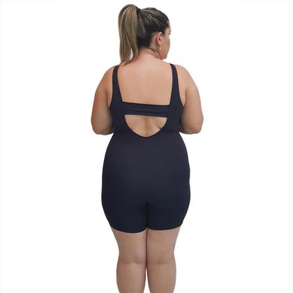Imagem de Macaquinho Natação Plus Size Preto e Marsala com Sustentação