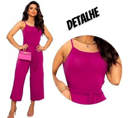 Imagem de Macaquinho Pantalona Feminino Com Bojo Alcinha Aberto Costas