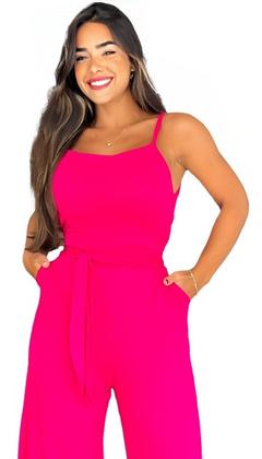 Imagem de Macaquinho Pantalona Feminino Com Bojo Alcinha Aberto Costas