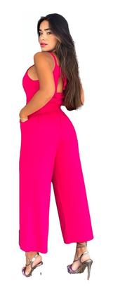 Imagem de Macaquinho Pantalona Feminino Com Bojo Alcinha Aberto Costas