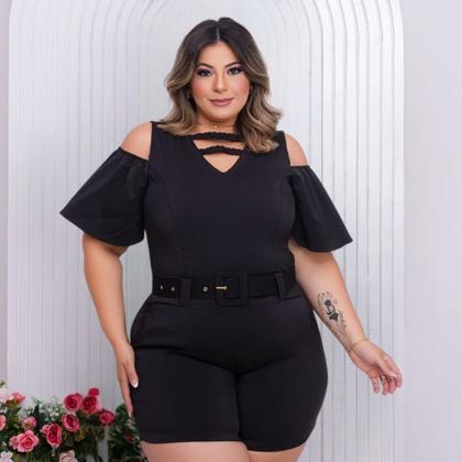 Imagem de Macaquinho Plus Size Com Cinto Roupas Femininas 48 ao 52 0023