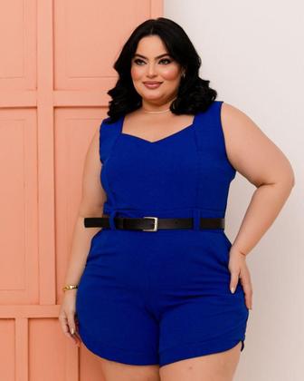 Imagem de Macaquinho Plus Size Feminino com Cinto 0448