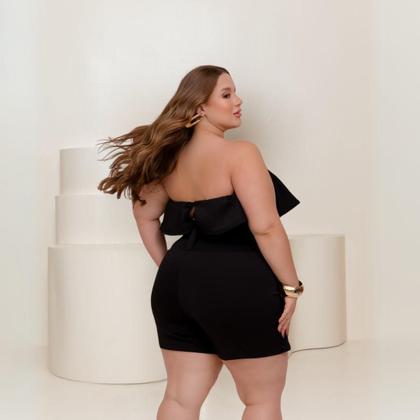 Imagem de Macaquinho Plus size Short Saia Babado c Cinto 0633