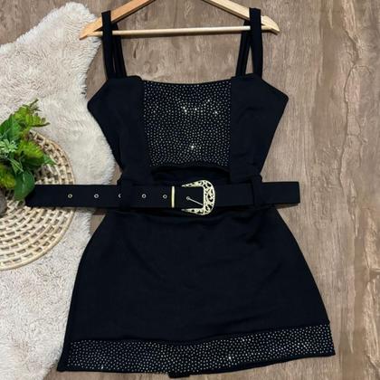Imagem de Macaquinho Plus Size Short Saia Strass Moda Plus Size 0654