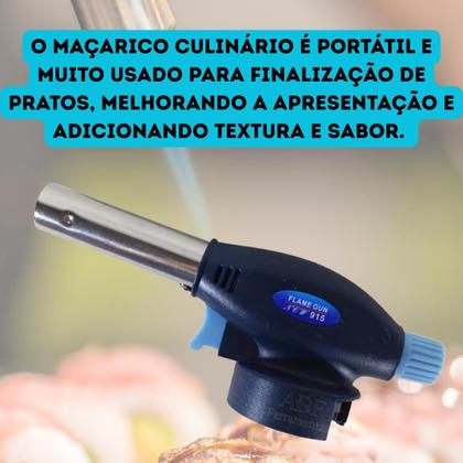 Imagem de Maçarico Culinário Portátil de Cozinha Profissional Multiuso Regulagem Manual com Controle de Chama Gourmet