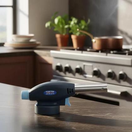 Imagem de Maçarico Culinário Portátil de Cozinha Profissional Multiuso Regulagem Manual com Controle de Chama Gourmet