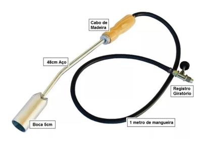 Imagem de Maçarico Lança Chamas Gás Botijão 13kg Curto 1 registro (72A2)