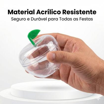 Imagem de Maças Acrílicas Transparente Com Folhinha Delicada Enfeite