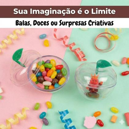 Imagem de Maças Acrílicas Transparente Com Folhinha Delicada Enfeite