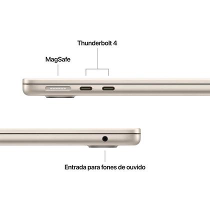 Imagem de MacBook Air Apple 13" Chip M4, CPU 10 Núcleos, GPU 10 Núcleos, Neural Engine 16 Núcleos, 16GB RAM, SSD 512GB, Estelar - MW103BZ/A