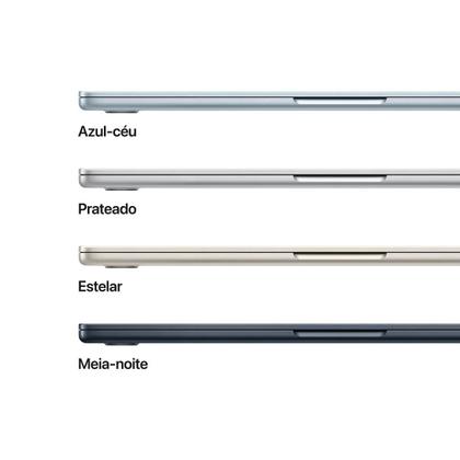 Imagem de MacBook Air Apple 13" Chip M4, CPU 10 Núcleos, GPU 10 Núcleos, Neural Engine 16 Núcleos, 24GB RAM, SSD 512GB, Meia-noite - MC6C4BZ/A