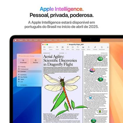 Imagem de MacBook Air Apple 13" Chip M4, CPU 10 Núcleos, GPU 8 Núcleos, Neural Engine 16 Núcleos, 16GB RAM, SSD 256GB, Estelar - MW0Y3BZ/A