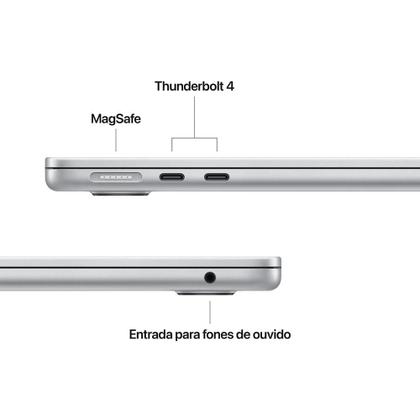 MacBook Air Apple 13" Chip M4, CPU 10 Núcleos, GPU 8 Núcleos, Neural Engine 16 Núcleos, 16GB RAM, SSD 256GB, Prateado - MW0W3BZ/A Imagem de MacBook Air Apple 13" Chip M4, CPU 10 Núcleos, GPU 8 Núcleos, Neural Engine 16 Núcleos, 16GB RAM, SSD 256GB, Prateado - MW0W3BZ/A
