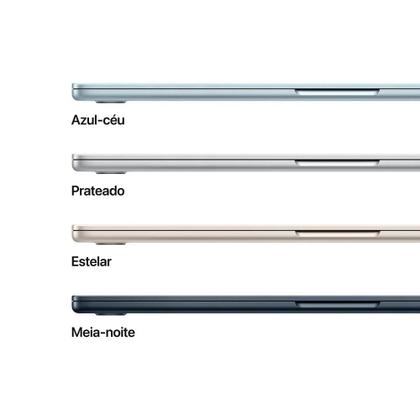 Imagem de MacBook Air Apple 15" Chip M4, CPU 10 Núcleos, GPU 10 Núcleos, Neural Engine 16 Núcleos, 16GB RAM, SSD 512GB, Estelar - MW1K3BZ/A