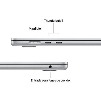 Imagem de MacBook Air Apple 15" Chip M4, CPU 10 Núcleos, GPU 10 Núcleos, Neural Engine 16 Núcleos, 16GB RAM, SSD 512GB, Prateado - MW1H3BZ/A