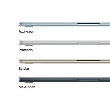 Imagem de MacBook Air Apple 15" Chip M5, CPU de 10 Núcleos, GPU de 10 Núcleos, Neural Engine de 16 Núcleos, 1TB, Meia-Noite - MDVK4BZ/A