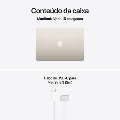 Imagem de MacBook Air Apple 15" Chip M5, CPU de 10 Núcleos, GPU de 10 Núcleos, Neural Engine de 16 Núcleos, 512GB, Estelar - MDVD4BZ/A