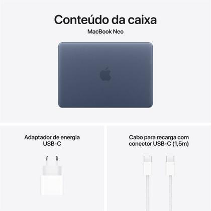 Imagem de MacBook Neo Apple 13" Chip A18 Pro, CPU de 6 Núcleos, GPU de 5 Núcleos, 256GB, Índigo - MHFF4BZ/A