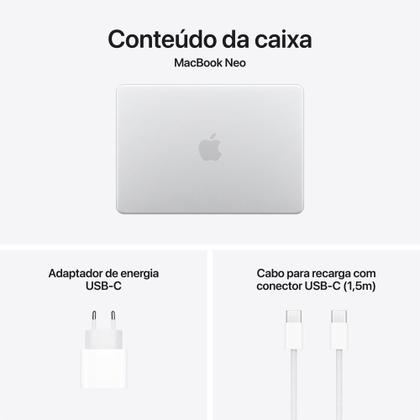 Imagem de MacBook Neo de 13 polegadas Chip A18 Pro, CPU de 6 núcleos, GPU de 5 núcleos, 256GB - Prateado