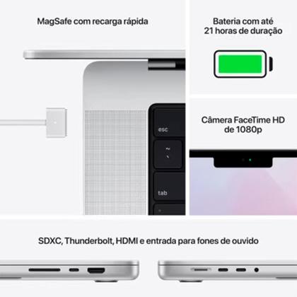 MacBook Pro 16 Chip M1 Pro 16GB SSD 512GB Cinza Espacial - MK183BZ