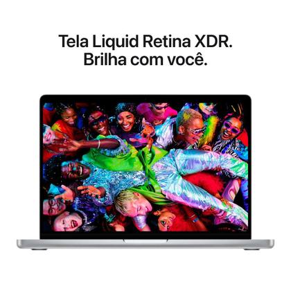 Imagem de MacBook Pro Apple 14" Chip M5, CPU 10 Núcleos, GPU 10-Núcleos, 32GB, 1TB SSD, Prateado - MJ3E4BZ/A