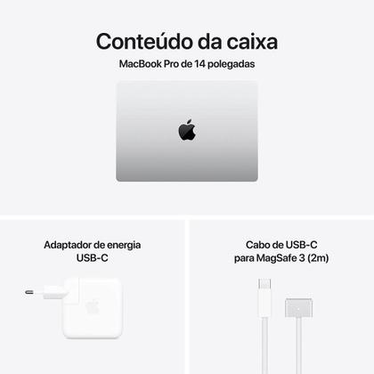 MacBook Pro Apple 14", M4 Pro, CPU 12 Núcleos, GPU 16 Núcleos, Neural Engine de 16 Núcleos, 24GB RAM, SSD 512GB, Prateado - MX2E3BZ/A Imagem de MacBook Pro Apple 14", M4 Pro, CPU 12 Núcleos, GPU 16 Núcleos, Neural Engine de 16 Núcleos, 24GB RAM, SSD 512GB, Prateado - MX2E3BZ/A