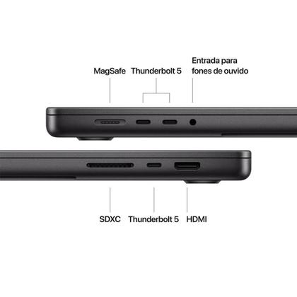 MacBook Pro Apple 16", M4 Pro, CPU 14 Núcleos, GPU 20 Núcleos, Neural Engine de 16 Núcleos, 24GB RAM, SSD 512GB, Preto-espacial - MX2X3BZ/A Imagem de MacBook Pro Apple 16", M4 Pro, CPU 14 Núcleos, GPU 20 Núcleos, Neural Engine de 16 Núcleos, 24GB RAM, SSD 512GB, Preto-espacial - MX2X3BZ/A
