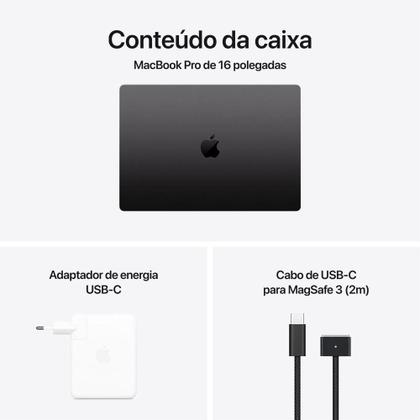 MacBook Pro Apple 16", M4 Pro, CPU 14 Núcleos, GPU 20 Núcleos, Neural Engine de 16 Núcleos, 24GB RAM, SSD 512GB, Preto-espacial - MX2X3BZ/A Imagem de MacBook Pro Apple 16", M4 Pro, CPU 14 Núcleos, GPU 20 Núcleos, Neural Engine de 16 Núcleos, 24GB RAM, SSD 512GB, Preto-espacial - MX2X3BZ/A