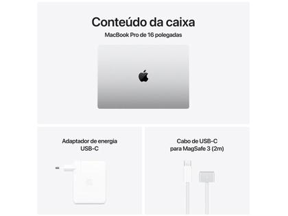 Imagem de MacBook Pro Apple 16", M4 Pro, CPU 14 Núcleos, GPU 20 Núcleos, Neural Engine de 16 Núcleos, 48GB RAM, SSD 512GB, Prateado - MX2U3BZ/A