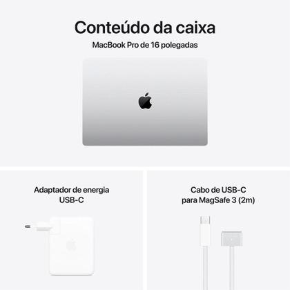 Imagem de MacBook Pro Apple 16", M4 Pro, CPU 14 Núcleos, GPU 20 Núcleos, Neural Engine de 16 Núcleos, 48GB RAM, SSD 512GB, Prateado - MX2U3BZ/A